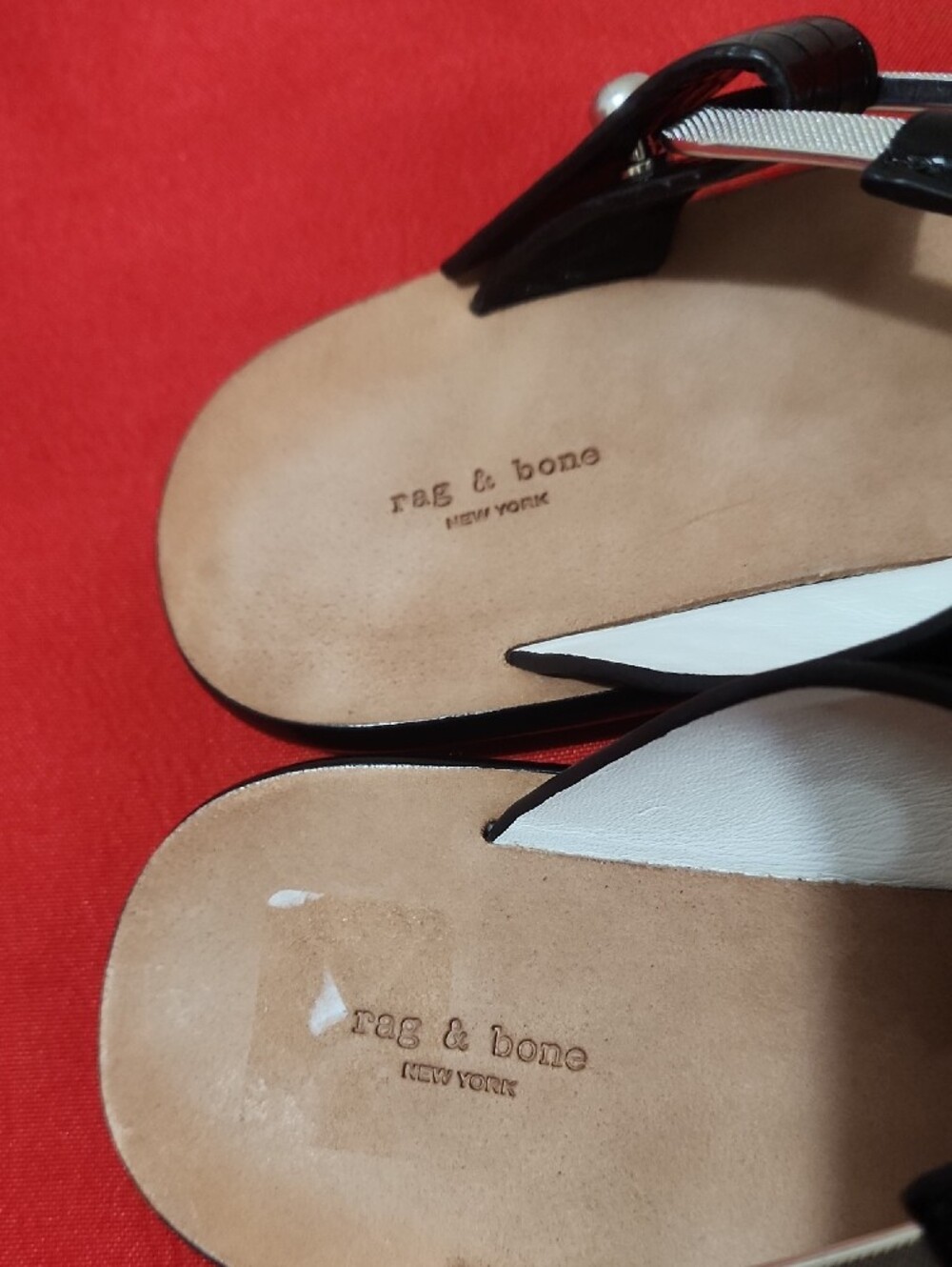 rag & bone August  Black Croc-Embossed Toe-Loop Sandals - Picture 5 of 9